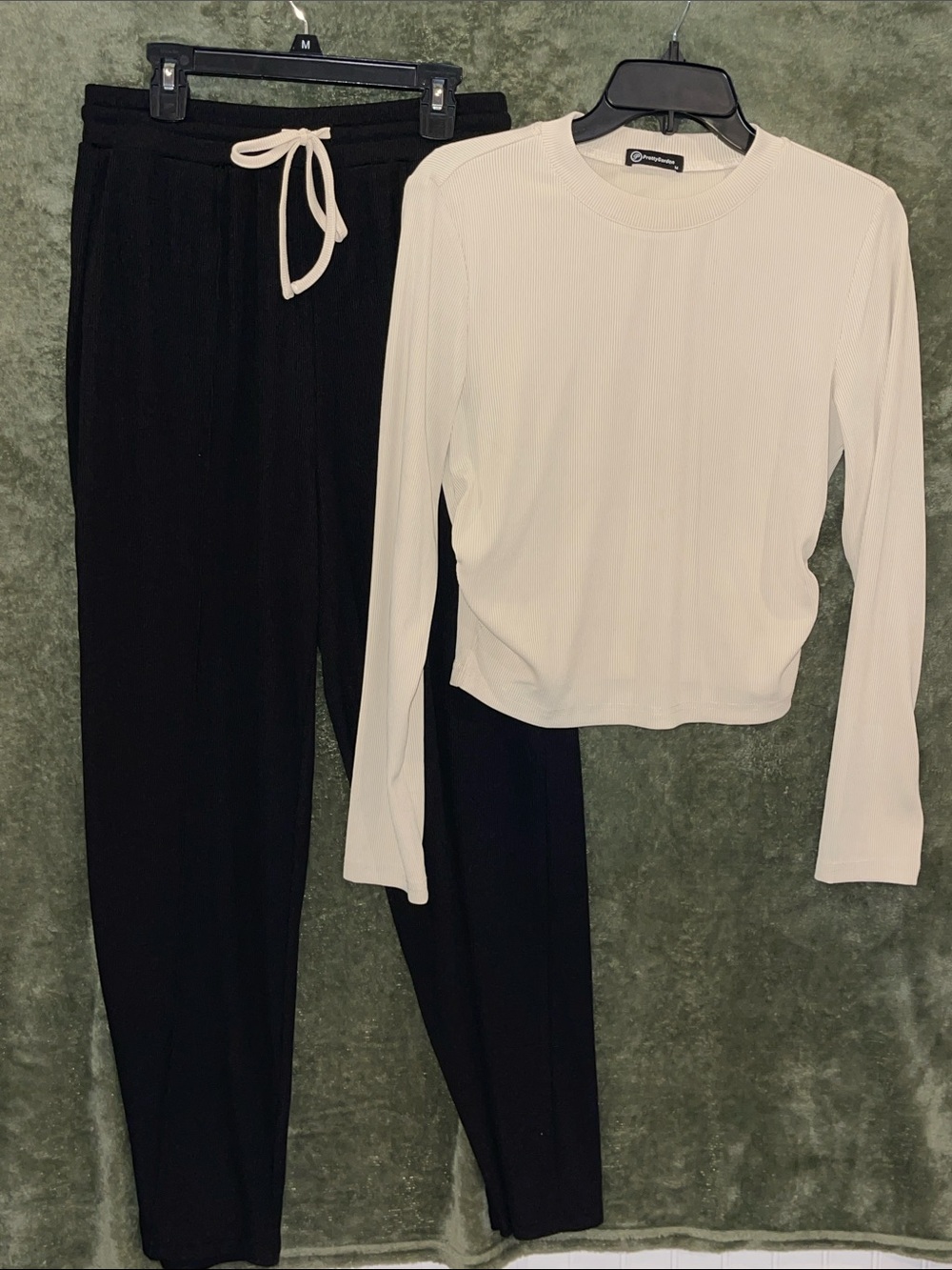 Classic Black Joggers with Cream Drawstring - Women's Casual Track Pants